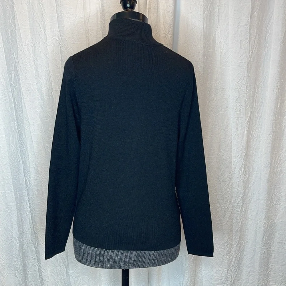 Pendleton Womens Merino Wool Zip Up Sweater Jacket Black White Plaid Sz PS - Picture 6 of 6